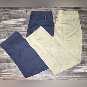 Dickies Work Pants Bundle Lot of 2  44 UU Navy & Khaki Cotton GUC Workwear